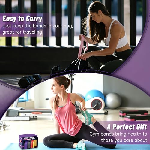 4-Level Resistance Bands for Working Out, Pull Up Assistance Bands - color: Purple Gradient