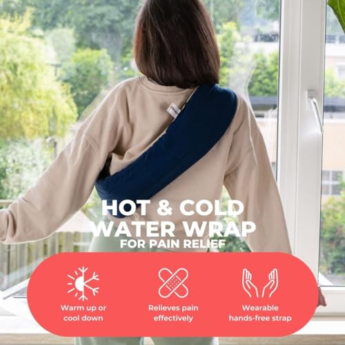 Ribcap Hot and Cold Water Wraps for Pain Relief | Navy Blue | Hot Water Bottle with Cover | Extensive Coverage | Hands Free Strap | Leak Proof - color: Navy Blue