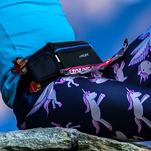 Fitletic - Ultimate II Running Pouch with Gels, Runners Pouch, Running Waist Belt with Gel Loops, Exterior Pocket, Inner Pocket, and Integrated Bib Toggles, Running Accessories - color: Black