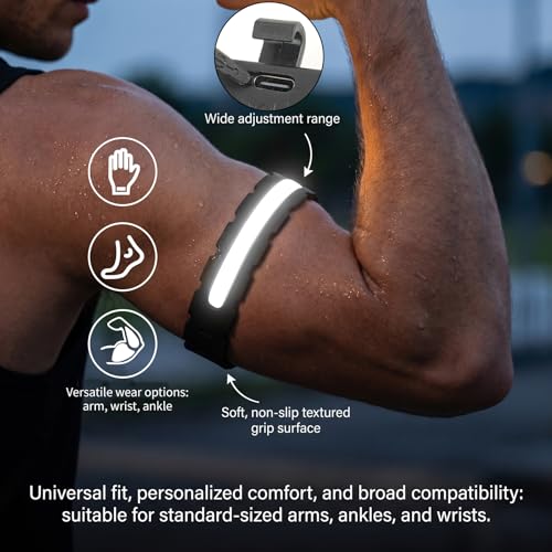 6 Pack LED Armband Lights USB-C Rechargeable, Reflective Safety Glow Wristbands for Night Running Walking, Light Up Bands for Runners Joggers Dogs, Adjustable, 3 Colors