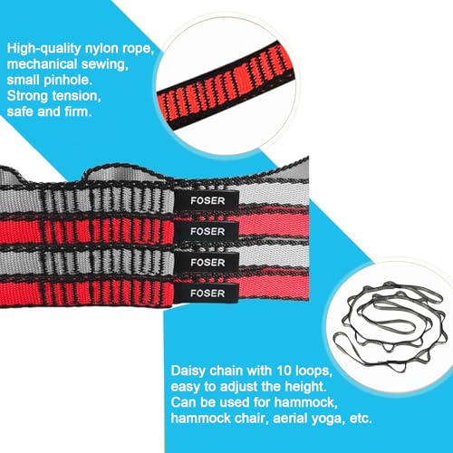FOSER 2pcs Daisy Chains, Yoga Hammock Extension Strap, Adjustable Nylon Strap Fitness Pilates and Exercise Extend Strap - color: GRAY