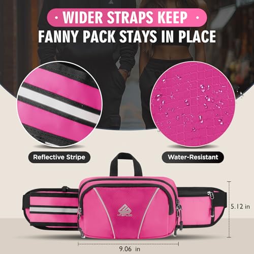 Fanny Pack for Men Women Waist Bag with Water Bottle Holder for Hiking, Travel,Dog Walking, Workout (Pink) - color: Pink