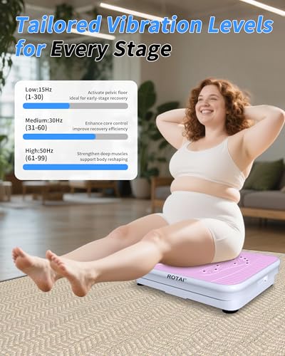 ROTAI Vibration Plate Exercise Machine for Lymphatic Drainage Massager & Weight Loss, 400 lbs Capacity Whole Body Vibrating Shake Plate Workout for Women and Men - color: Baby Pink