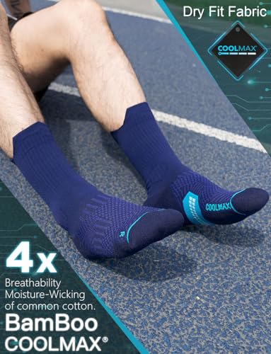 Juclise Men's Compression Running Crew Socks, 3 Pairs - color: Cobalt Blue, size: Small