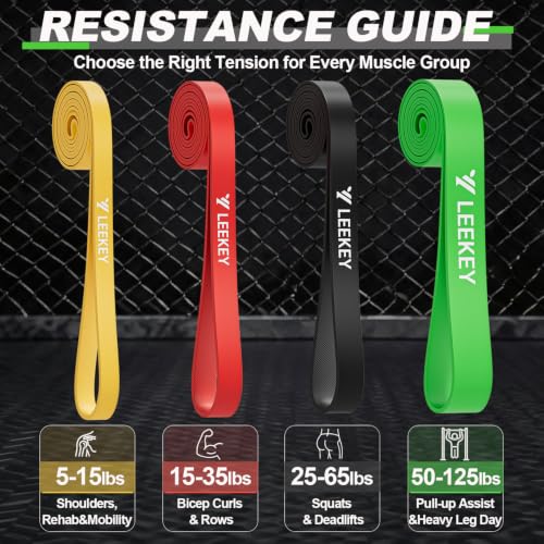 LEEKEY Resistance Bands Set for Pull Up Assistance & Exercise - color: Yellow Multicolor