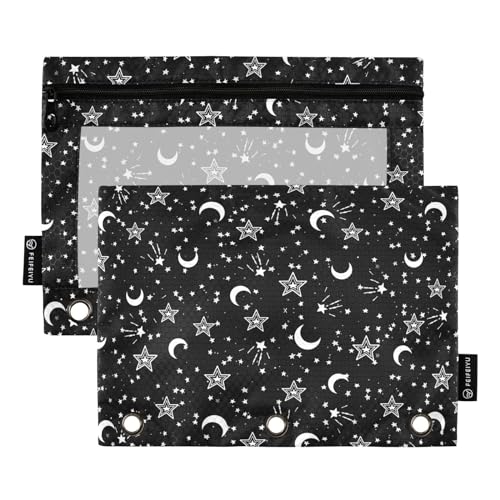 Star Pencil Pouches for 3 Ring Binder 2 Pack - color: Star