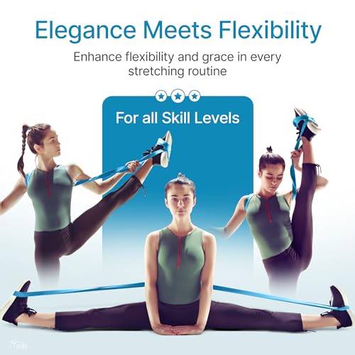 Ballet Stretch Bands Set with Foot Mini Loop, Splits Flexibility Trainer - color: Soft Blue Regular