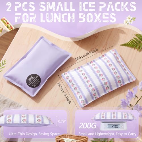 VIHOSE 2 Pcs Ice Packs for Lunch Box Bag - color: Purple, style: Primrose