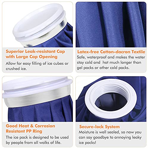 Ice Bags w/Wrap Around Extension Band, Reusable Hot Cold Ice Pack for Sports Injuries, Headaches Hip Shoulder Back Knee Pain Relief 4-Pack, 2-Size