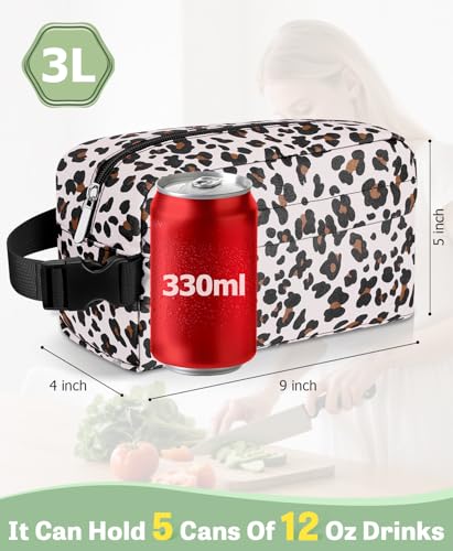 Small Lunch Bag, Freezable Snack Bag for Kids, Mini Lunch Box - color: Leopard Print