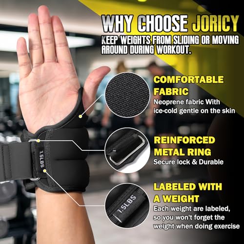 Wrist Weights with Thumb Loops Lock for Men Women Weighted Gloves - color: Black, size: 1.5 lb Each (3 LBS Total)