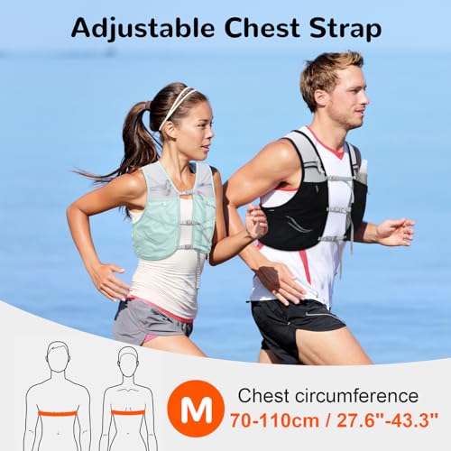 Hydration Running Vest with 2pcs 500ml/17oz Water Bottles, M/L - color: Green, size: M: 27.6" - 43.3"