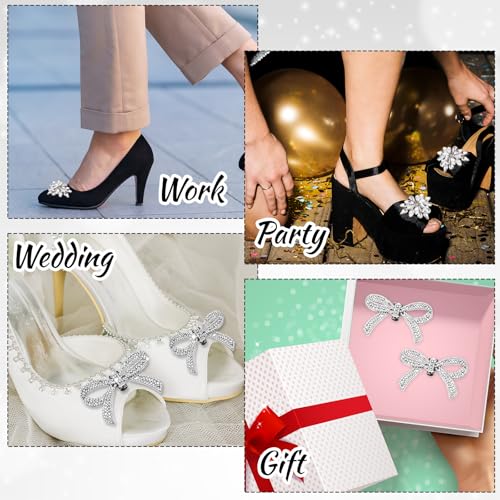 4 Pcs Rhinestone Shoe Clips for Women Dress Shoes Fashion Crystal