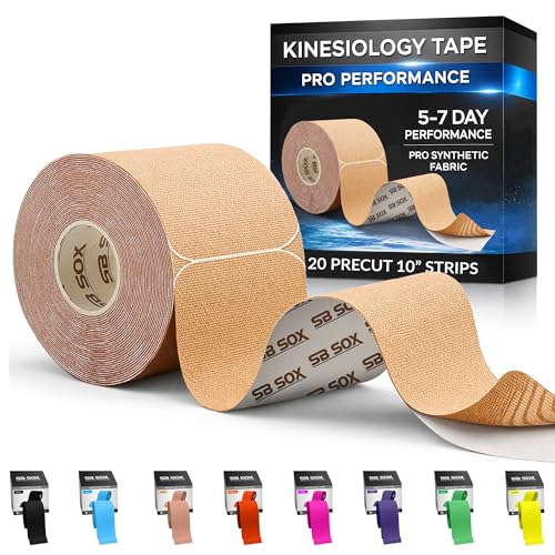 SB SOX Pro Kinesiology Tape, Synthetic Latex-Free, 16 ft (Nude - Precut) - color: Nude - Precut
