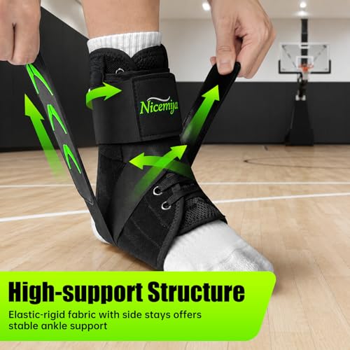 Upgraded Quick Lace Up Ankle Brace with Side Stabilizing Pads for Strong Support & Ultra-Breathable Comfort, Slim-Fit Design with 4 Contoured Pads for Sprained Ankle, Injury Recovery, Sports, for Men & Women (XS) - size: X-Small