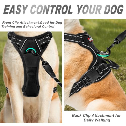 BARKBAY Dog Harness No Pull for Medium Sized Dog Front Back Clips,Dog Vest - color: Black, size: Medium(Chest:22.5-28")