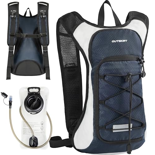 OUTSKIRT Hydration Backpack with 2L Water Bladder, Lightweight and Breathable Running Hydration Pack, Water Backpack for Hiking, Cycling, Trail Running, Marathons & Outdoor Adventures for Men Women