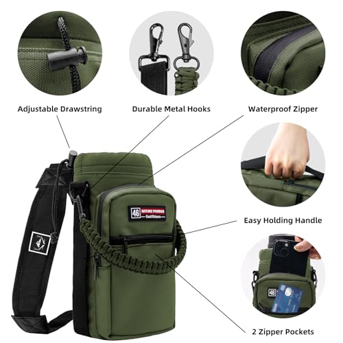 NATURE PIONEOR 26-128 oz Insulated Water Bottle Carrier Holder with Strap - color: Green, size: 40-46oz