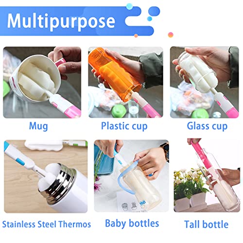 Bottle Brush 8PCS Sponge Cup Brush Set Cup Scrubber Brush Portable Long Handle Water Bottle Cleaner Brush for Baby Bottles Vacuum Flasks Mugs Glasswares (8PCS)