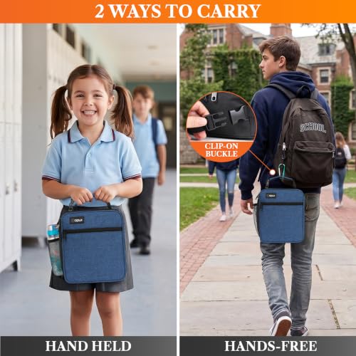 opux Insulated Lunch Box Kids & Adults, Leakproof Soft Cooler Bag, Navy - color: Navy