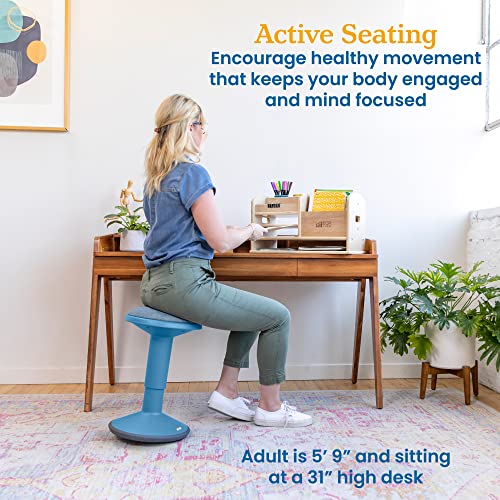 ECR4Kids Sitwell Wobble Stool with Cushion, Adjustable Height, Active Seating, Powder Blue - color: Powder Blue