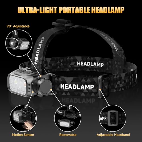 ATDOALL Rechargeable LED Headlamp, Lightweight Head Lamps for Adult Camping - size: 1 Pack