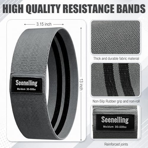 Seenelling 36 Pcs Fabric Resistance Bands - color: Gray, style: Heavy Resistance