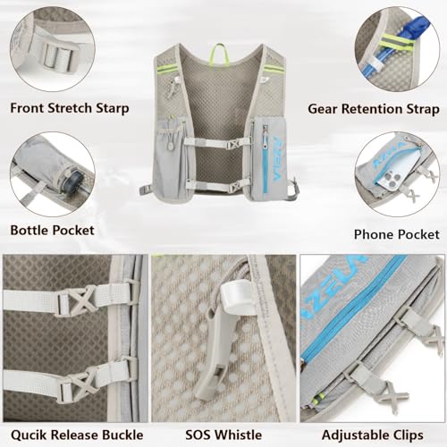 JEELAD Hydration Backpack Lightweight Vest for Hiking Trail Running Gear Cycling Marathon for Women Men - color: B - Grey (7L) - only Vest