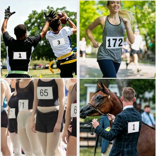 Azarxis Running Bib Competitor Numbers with Safety Pins, Tyvek Tearproof Waterproof 4"x7" / 6"x7.5" for Marathon Races Events - color: #01 [4"x7"] Numbers 001-300