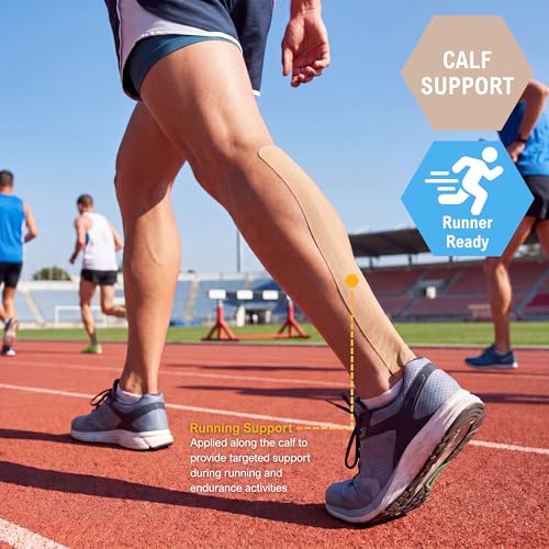 MED PRIDE Kinesiology Tape 2 in x 16.4 ft,Latex-Free,Sports Support,Tan - color: Tan