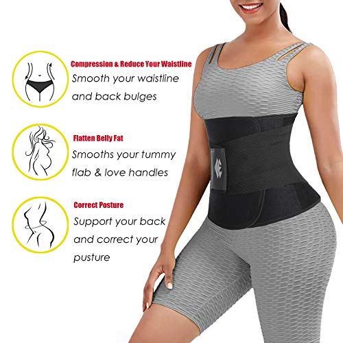 ChongErfei Waist Trainer Belt for Women & Man - Waist Trimmer Ab Belt - color: Black, size: Medium