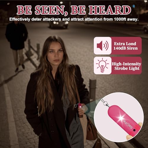 Personal Safety Alarm - Waterproof Rechargeable Security Alarm - 140dB Extra Loud Siren & Strobe Light - Self Defense Keychain - Gift for Women, Teenagers, College Girls, Seniors (Burgundy) - color: Burgundy