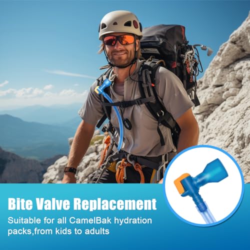 Big Bite Valve Replacement Mouthpiece Water Hydration Bladder Valve 4 Pack - color: Blue