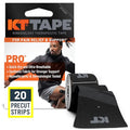 KT Tape, Pro Synthetic Kinesiology Athletic Tape, 20 Count, 10” Precut Strip - color: Jet Black