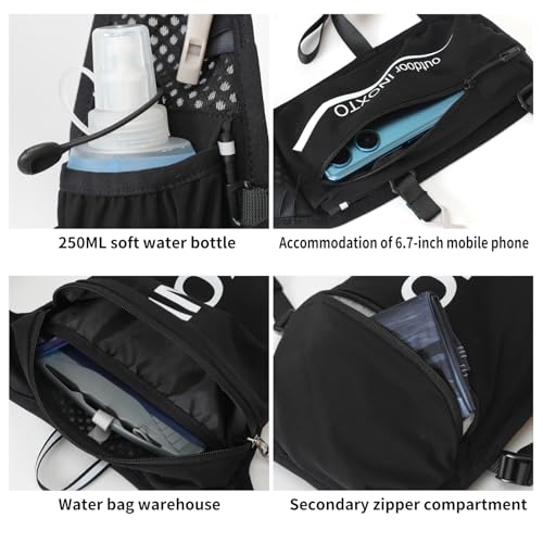 INOXTO Running Hydration Vest Backpack,Lightweight Insulated Pack with 1.5L Water Bladder Bag Daypack for Hiking Trail Running Cycling Race Marathon for Women Men - color: Black dark white