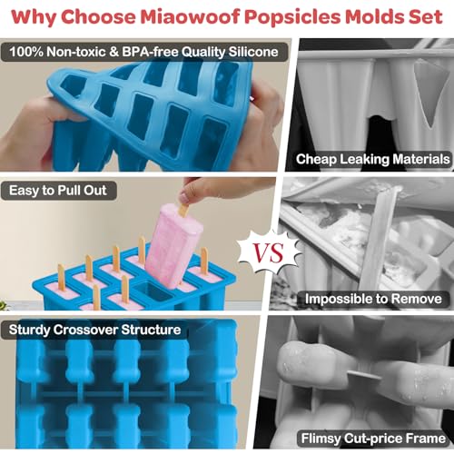 10-Cav Popsicle Molds, Silicone Ice Pop Mold for DIY Frozen Treats - color: Blue