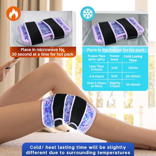 Knee Ice Pack Wrap for Pain Relief, Reusable Gel Cold Compress Therapy - color: Light Purple-1 Pack