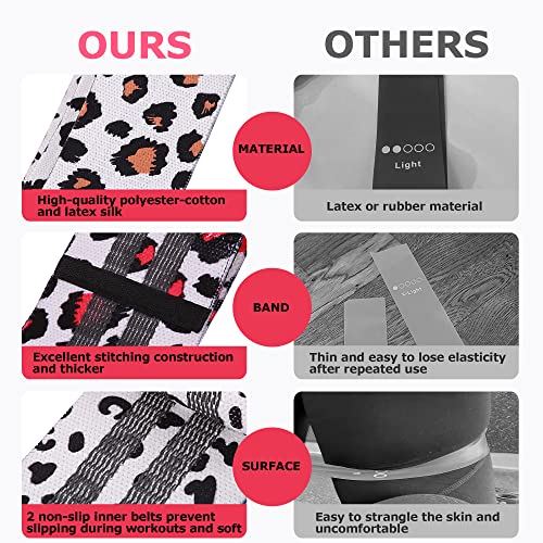 Booty Bands, 3 Levels Hip Bands, Polyester-Cotton and Latex Silk Workout Bands Resistance Bands for Home, Gym, Fitness, Pilates, Yoga (Pack of 3) - style: Leopard
