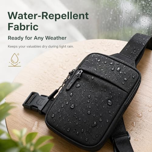 Simptech Crossbody Sling Bag - RFID Blocking Anti-Theft Chest Pack - 500D Nylon Fanny Pack, Hidden Pocket & Cut-Resistant Strap for Running, Travel & Everyday Workout - color: Black Plus