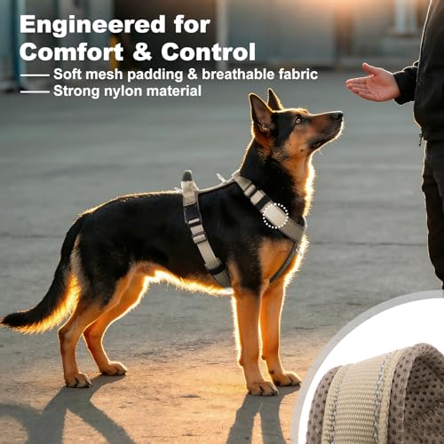 No Pull Dog Harness with Handle, Reflective Soft Mesh Padded Vest - color: Beige, size: S