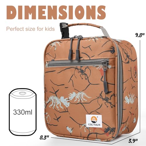 CaCTOUR Lunch Box Kids,Premium Insulated Lunch Bag for Girls Boys,Soft Bag Mini Cooler Back to School Thermal Reusable Lunch Bag for Work School Picnic (Brown Dino) - color: Brown Dino