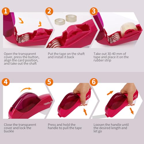 Eagle Automatic Tape Dispenser and Tape Gun. Free 1/2" (12mm) and 3/4" (19mm). Ideal for Taping Gifts, Packages, Scrapbooks and Envelopes (Pink) - color: Pink