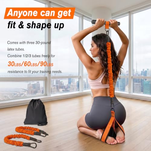 Resistance Bands with Handles,Pedal Resistance Band with Handle - color: 90lbs-Orange