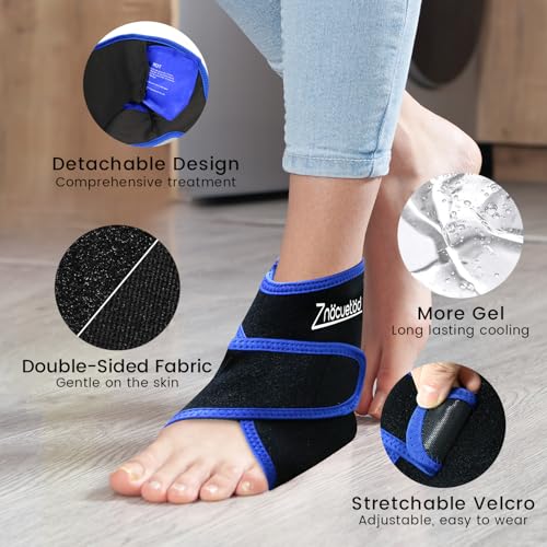 Ankle Ice Pack Wrap Reusable Gel Cold Compression for Foot Discomfort - color: Black