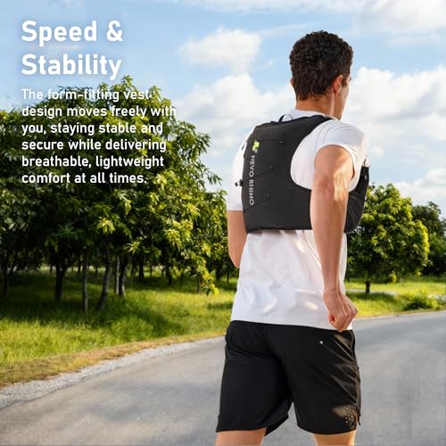 N NEVO RHINO Running Vest 5L, Hydration Vest with 2 TPU 500ml Soft Flask - color: black, size: Small