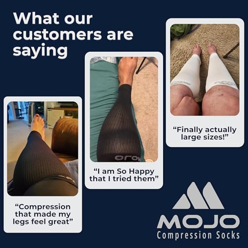 Mojo Compression Socks Footless for Women and Men 20-30mmHg - Extra Wide Plus Size Calf Sleeve - A604 - color: Pink, size: XX-Large
