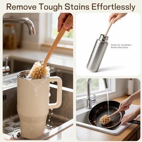 Bottle Brush Cleaner,Solid Beech Wood Handle Tapered, Non-Scratch for Cleaning Coffee Cups,Mason,Thermos,Glass Bottle,Beer Bottles,Wine Bottles - size: 1 Pack - Tapered Brush