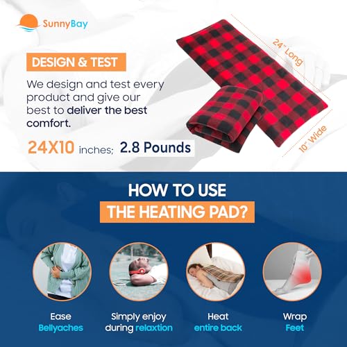 SunnyBay Extra Large Microwavable Heating Pad, 10x24 inch, 2.8 lb, Buffalo - color: Unscented Buffalo