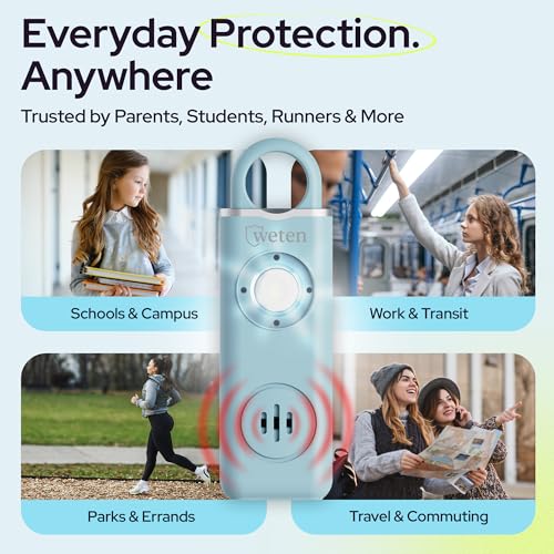 Rechargeable Personal Safety Alarm for Women, 3 Pack, Black Pink Blue - color: G - Black&Pink&Blue
