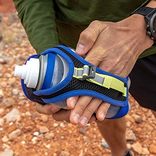 Nathan SpeedDraw Plus Insulated Handheld Water Bottle – Grip-Free Running Flask for Runners, Hiking, and Sports - color: BK/DU/LL